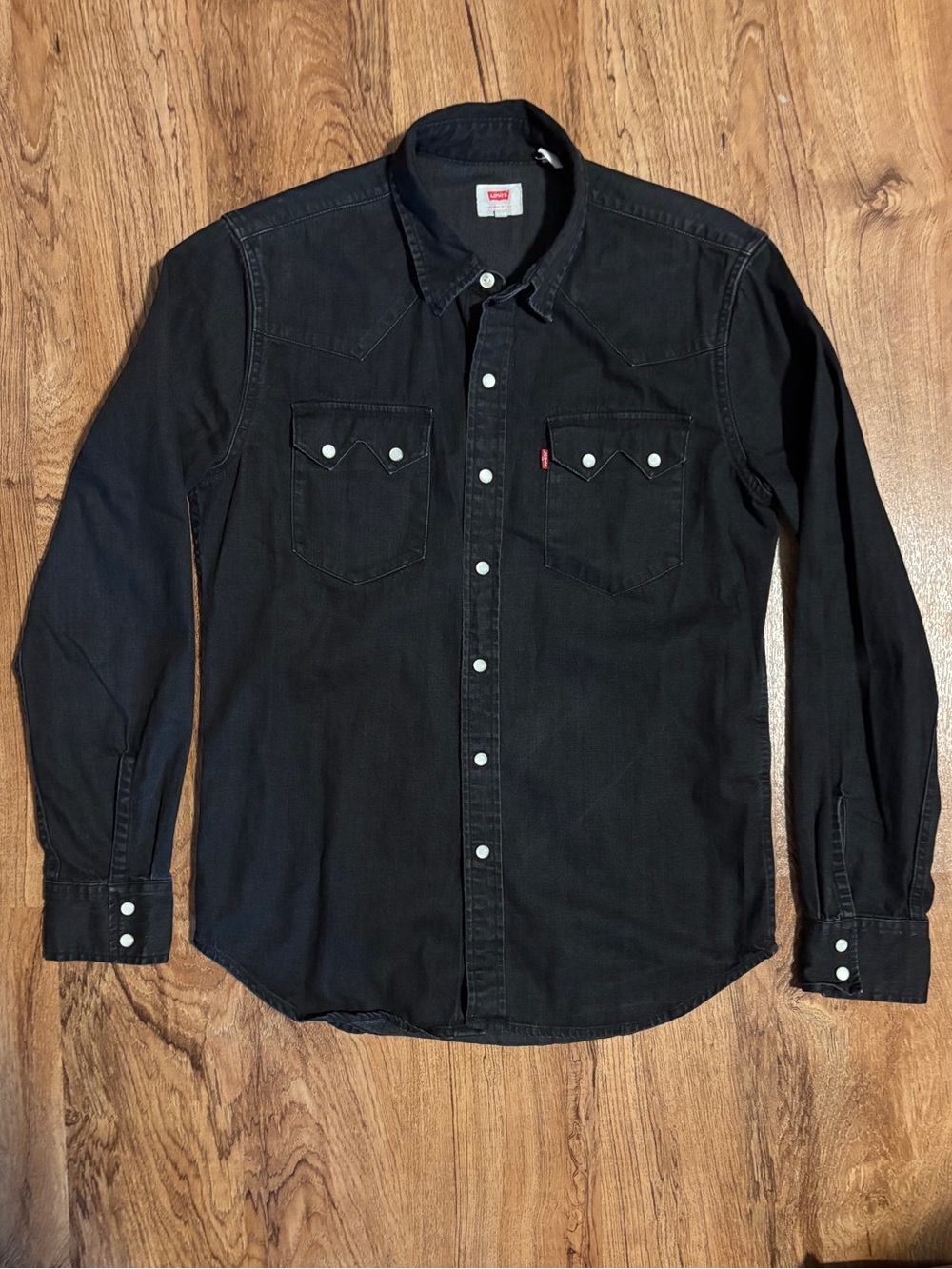 NWOT Levi's Black Denim Snap Western Button-Down Shirt Goth Horror Western Rock